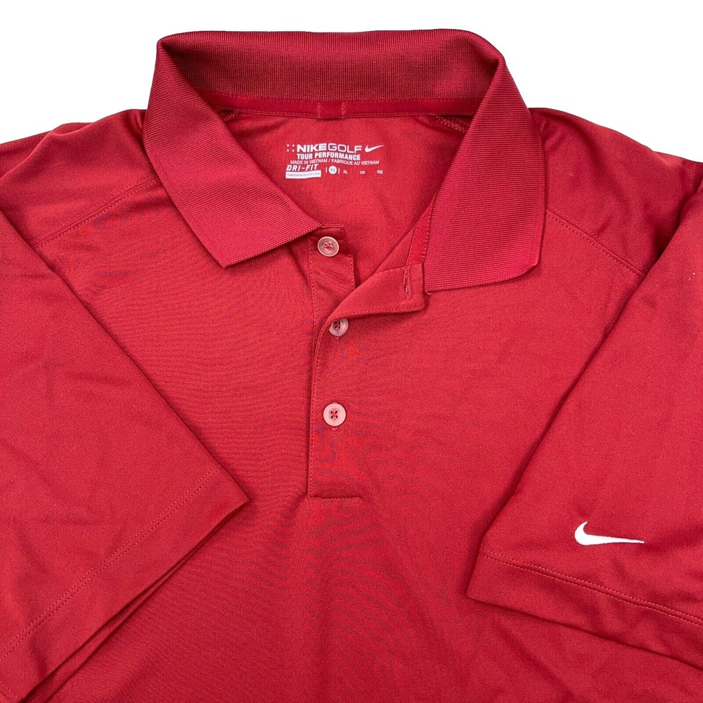 Nike Polo Shirt Men XL Red Dri Fit Tour Performance Golf Pickleball Plain Basic